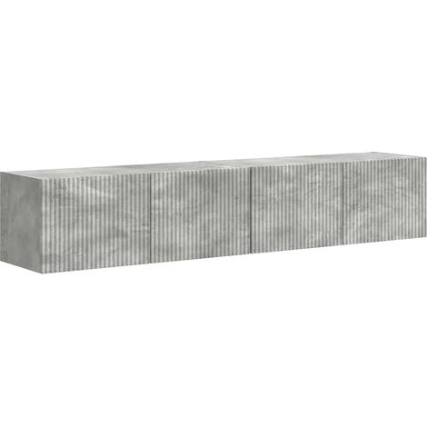 Lot de 2 meubles TV muraux pratiques modernes avec étagères 60 x 31 x 29.5 cm en bois d'ingénierie béton (1/5)