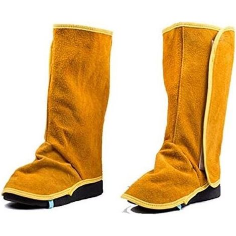 Bottes de soudeur en cuir - Résistantes à la chaleur et à l'abrasion - Taille unique (1/5)
