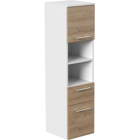 Hochschrank SANTINI 135cm weiss matt mit Fronten in eiche hell (1/5)