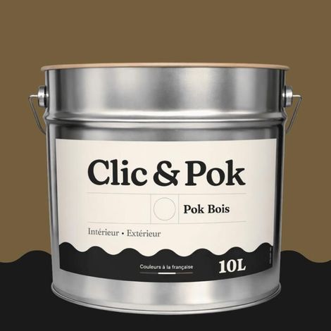Peinture Bois Extérieur – POK BOIS - 10L - RAL 7008 - Gris kaki- Résistante aux intempéries - Ne s'écaille pas