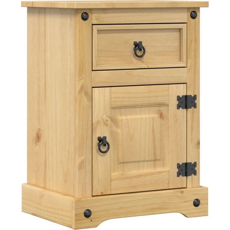 Table de chevet avec tiroir et compartiment avec porte 45 x 35 x 64 cm bois de pin massif DEC033903 (1/5)
