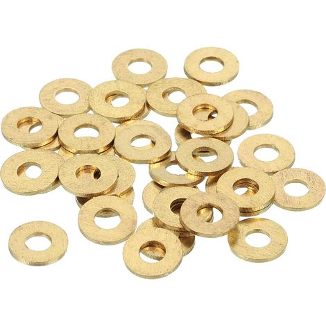 38Pcs Rondelle Métal Plate Laiton, Kit Rondelles Écrasables Cuivre M4, 4mm ID, 10mm OD, 1mm Épaisseur pour Boulons Vis Réparation Mécanique, Construction (1/5)