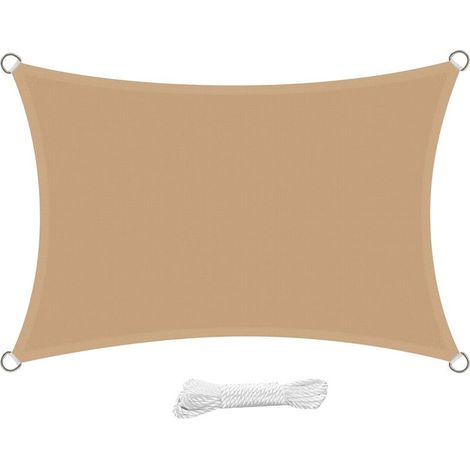 Rechteckiges Sonnensegel 2x3 Meter, wasserdicht, wasserabweisend, UV-Schutz, für Garten, Terrasse, Balkon, Sand (1/5)