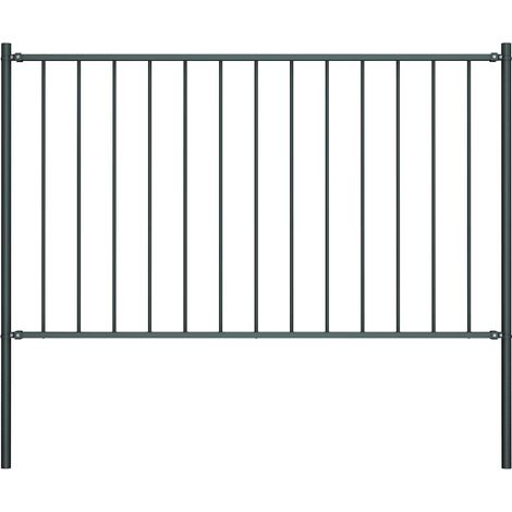 Panneau de clôture-Panneau de Grillage avec poteaux en acier thermolaqué 1,7 x 1 m Anthracite (1/4)
