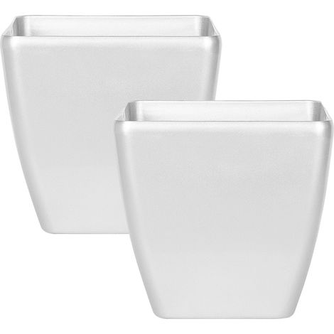 Set mit 2 Blumentöpfen ASTRAS 42 cm Silber