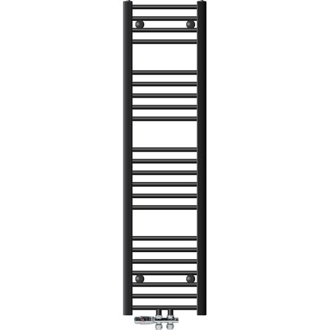 ECD Germany Radiador Toallero de Baño Sahara 300 x 1400 mm Antracita Recto con Termostato, con Conexión Central en Forma Recta al Suelo, Calentador Secador de Toallas, con Kit de Montaje Incluído