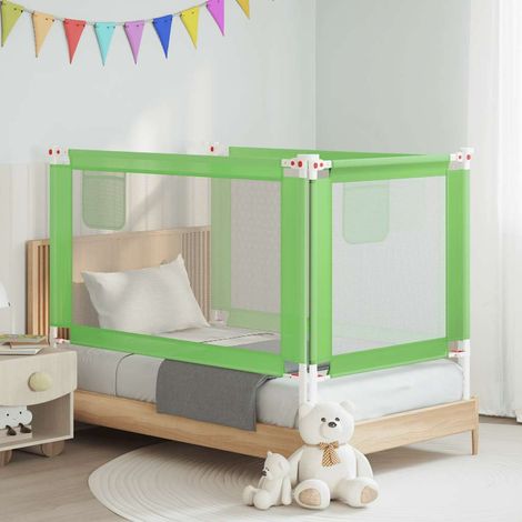Barrière de lit pour enfant, verte, 140 x 25 cm, en tissu