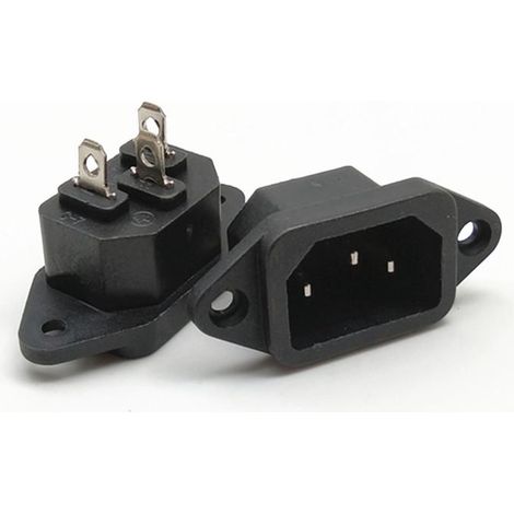 2 prises secteur AC mâles 3 broches avec oreilles de fixation, connecteurs d’alimentation électriques à souder, prises pour appareil, boîtier, panneau et projet électronique (1/5)