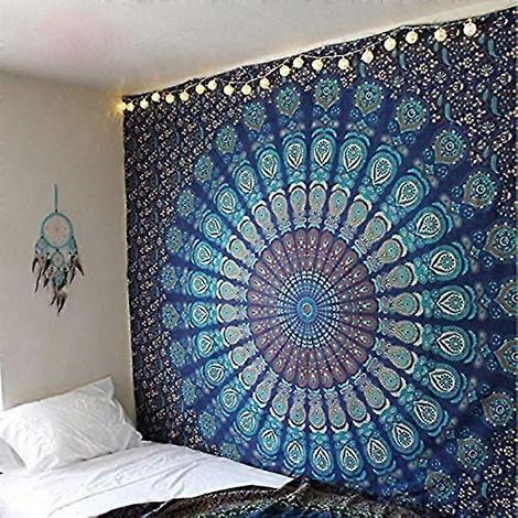 Tapisserie mandala multicolore indienne, tenture murale, drap de lit, couette, drap de plage pour pique-nique, style hippie de qualité (1/5)