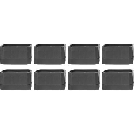Lot de 8 rehausseurs de lit noirs, patins antidérapants pour meubles, socles pour tables, chaises, réfrigérateur et machine à laver. (1/5)