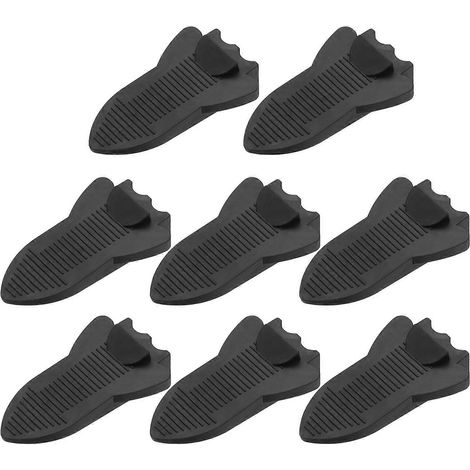 Lot de 8 butées de porte en caoutchouc, antidérapantes, noires, en forme de cale, pour moquette, parquet, carrelage et sols en béton. (1/5)