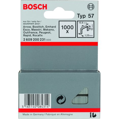 Grapa tipo 57: 106x125x 10mm: 1.000uds  BOSCH 2609200231