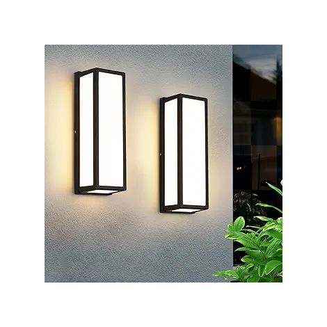 Lampadaire mural LED étanche pour extérieur rétro, spot de porte à détection, éclairage de balcon, terrasse et patio, projecteur mural résistant aux intempéries (1/4)