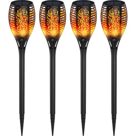 Solar Garden Lights Outdoor, 4 Pieces Solar Flame Lights with Waterproof IP65, Automatic On/Off for Garden, Yard, Balcony, Driveway, Pathway, Christmas, Party (1/5)