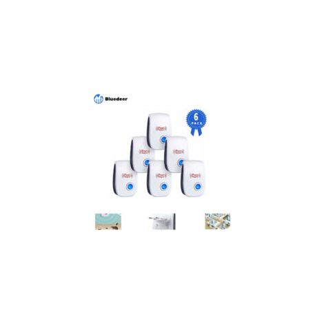 Bluedeer – Repelente ultrasónico para ratones y ratas – Paquete de 6 dispositivos – Protección hasta 120 m² – Tecnología ultrasónica eficaz - Crezuo