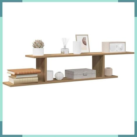 856575 étagère TV murale chêne artisanal 125x18x23cm bois d'ingénierie (1/5)