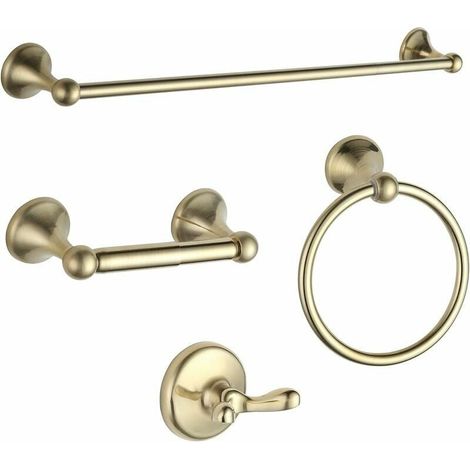 Juego de accesorios de baño, níquel cepillado, toallero ajustable y extensible, juego de accesorios de baño de 4 piezas, para montaje en pared (1/5)