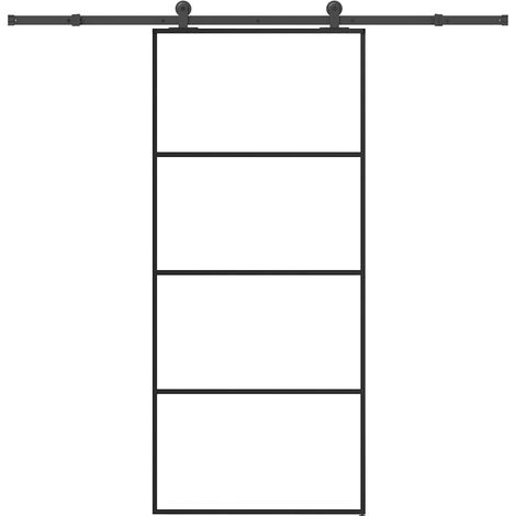 Schiebetür mit Beschlag 90x205 cm ESG-Glas & Aluminium