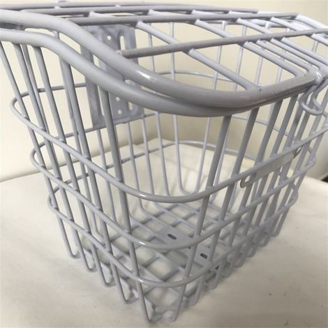 Panier pour vélo électrique, tout en tubes métalliques, avant et arrière, blanc, décoratif à suspendre (1/5)