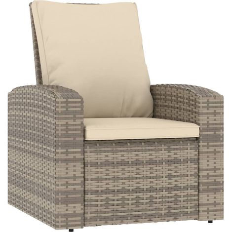 Fauteuil inclinable de jardin avec coussins marron clair rotin (1/5)