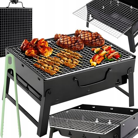 PARRILLA PORTÁTIL PARA TURISMO, MALETA, CARBÓN PORTÁTIL PARA JARDÍN + LENGÜETA
