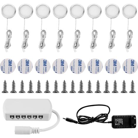 Lampe de Placard led 8er Éclairage Sous Meuble Lumière Armoire Applique Murale pour Cabinet Penderie Cuisine Entrée Couloir Toilette Blanc Chaud (1/5)