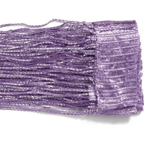 Rideaux à pompons 100 x 200 cm, cloisons à pompons, adaptés aux portes, fenêtres, maison, décoration, événements, décoration (violet clair) (1/5)