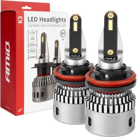 Bombillas LED para coche serie K3 H8 H9 H11 H16 12V 6000K Canbus amio-03686 (1/5)