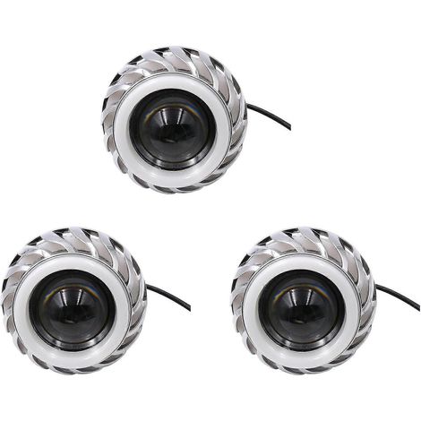faros delanteros de motocicleta de 12 V con lente proyector y LED de ojos de ángel y diablo, 30 W, 1200 lm (rosa y azul)