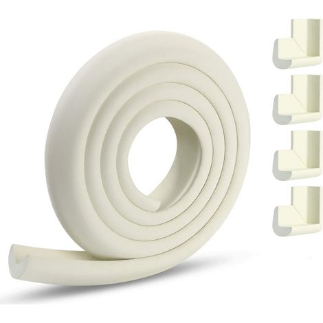 Protection des Bords et Coins de Meubles,2 Mètres Protection Mousse Sécurité avec 4 Angles, Kit de Sécurité pour Bien Protéger Les Enfants, Blanc Crème (1/5)