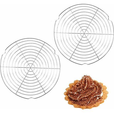 Lot de 2 grilles à gâteaux rondes en acier inoxydable, Ø 32 cm, pour la cuisson à la vapeur et le refroidissement. (1/5)