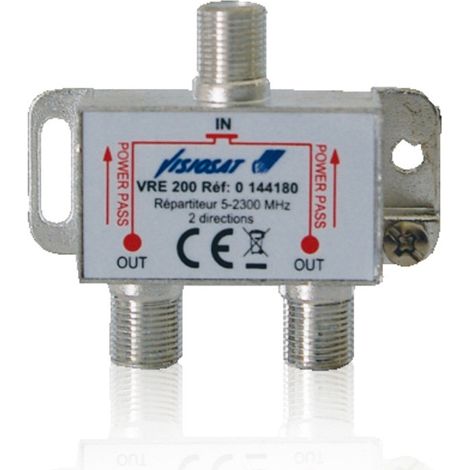 Cahors – Répartiteur TV 2 sorties – Connecteurs F – Splitter coaxial passif pour TNT et satellite – Faible atténuation et excellente isolation