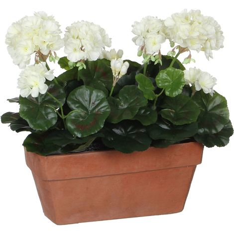 Géranium Artificiel Blanc Plante Artificielle pour Balcon et Fenêtre 29 x 13 x 40 cm - PANGIVO (1/4)
