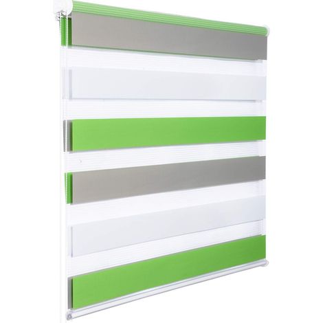 WOLTU Doppelrollo Weiss+Grün+Grau 65x150cm