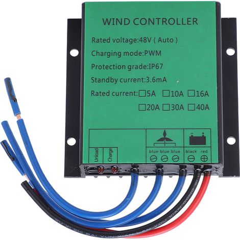 Régulateur de charge PWM 1000W 48V 40A pour éolienne, indicateur LED, IP67, contrôleur efficace (1/5)