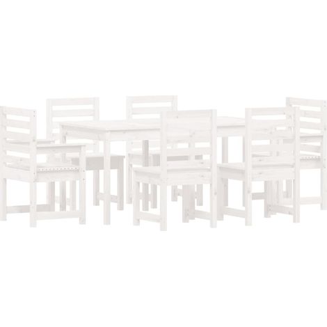 vidaXL Set da Pranzo per Giardino 7pz Bianco in Legno Massello di Pino (1/5)