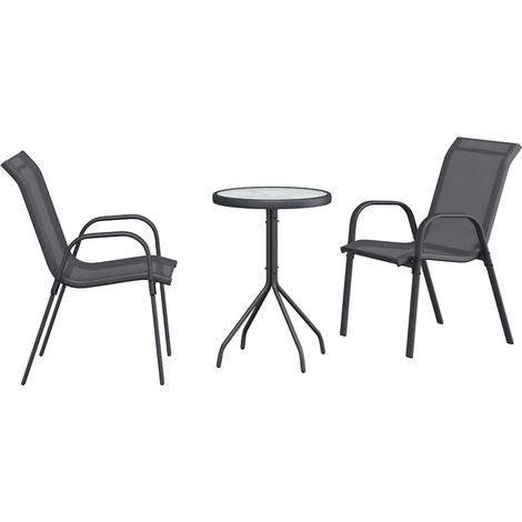 Maison Exclusive - Garten Bistro Set 3 pcs Grau Stahl
