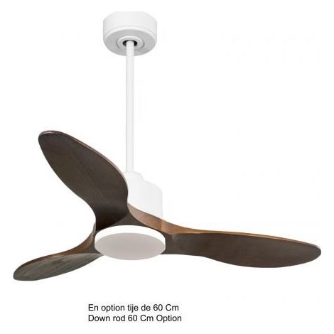 Modulo Ventilateur de plafond pour chambres blanc et bois massif sombre 10 à 25 m² KLDC4SlimP5Dw
