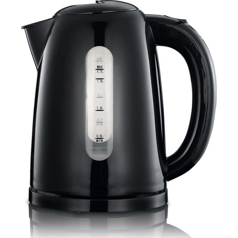 Bouilloire électrique 1,7 L noire, sans fil avec arrêt automatique (1/3)