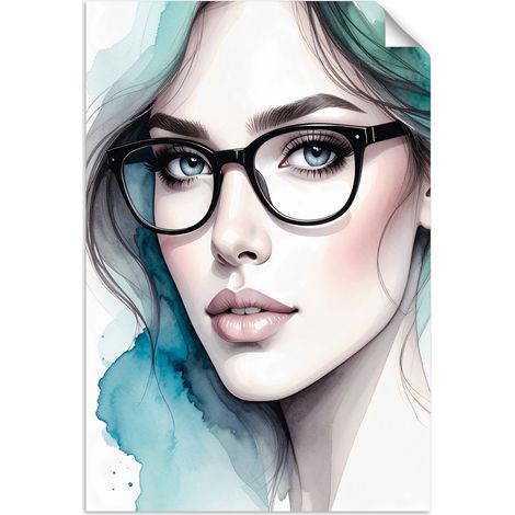 Selbstklebendes Poster – Wandsticker Porträt einer Frau mit Brille 20x30 cm (1/3)