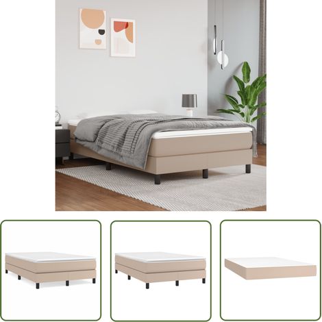 The Living Store Sommier à lattes de lit avec matelas Cappuccino 120x200 cm - Lit Tapissier - Lit Double - Matelas À Ressorts Ensachés - Simili Cuir - Lit Capitonné (1/5)