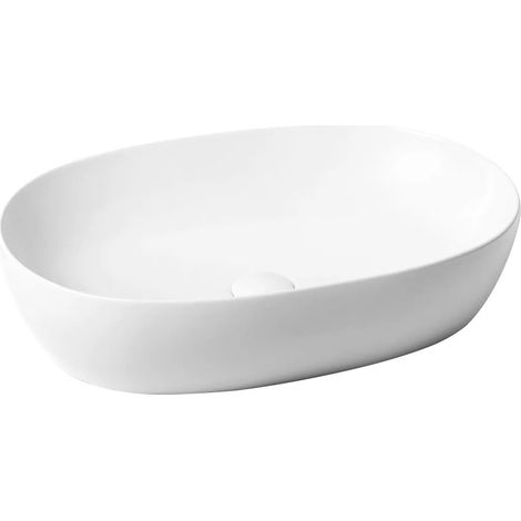 Lavabo Circle appoggio 60x40 senza foro ovale in ceramica bianco (1/3)