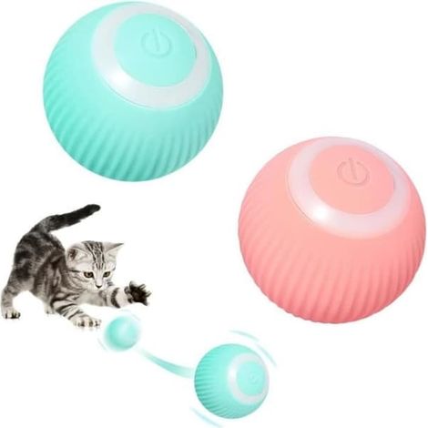 SABIR-Balle intelligente pour chat, lot de 2 balles pour chat avec lumières LED, rotation automatique à 360°, jouet interactif pour chat (1/4)