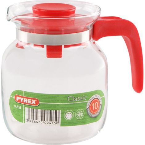 Pyrex Mehrzweck-Kanne aus Borosilikatglas, 0,65 l, rot