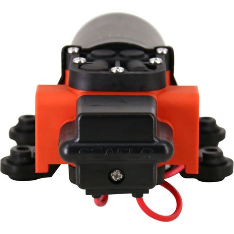 Pompe à eau pure de qualité alimentaire pour applications marines/nautiques, notamment pour sirops, boissons, et pour camping-cars (SFDP1-012-040-23A, 12 V), en alliage d'aluminium.