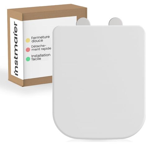Abattant WC avec abaissement automatique  Blanc  Forme angulaire  Duroplast  Siège de WC blanc  Lunette de WC avec Quick Release  Compatible Keramag Renova n°1 (1/5)