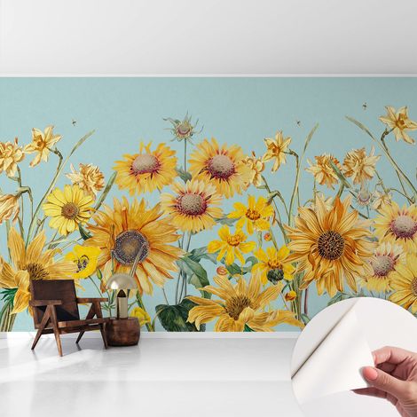 Fotomurale adesivo - murale da parete - Carta da parati autoadesiva - design parete moderno - Giardino estivo 416x254 cm (1/5)