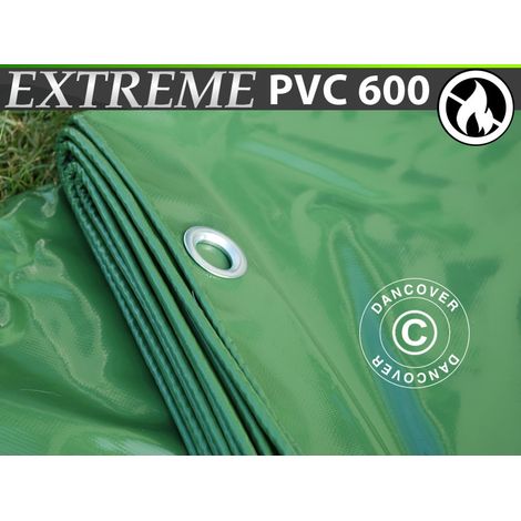 Telo Telone occhiellato 5x7m, PVC 600g/m² Verde, Ignifugo (1/5)