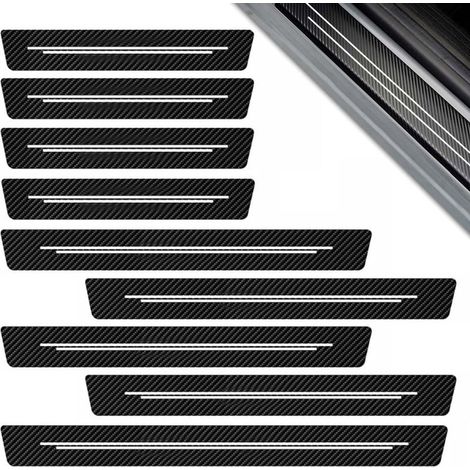 9 Pièces Protection Seuil de Porte de Voiture, Fibre de Carbone Protection Porte de Voiture Auto Plinthes, Anti Rayures Seuil de Porte Universelle en Fibre de Carbone, pour La Plupart des Modèles (1/5)