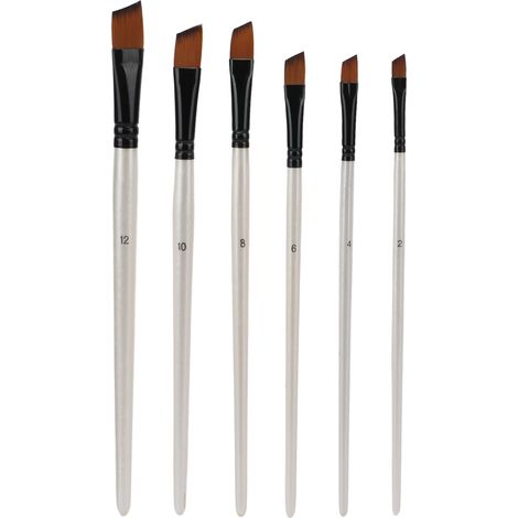 6Pcs Nylon Paintbrush Brush Durable Short Handle Hand Feels Comfortable Easy Clean Repeatedly Art SuppliesInclined Front (1/5)